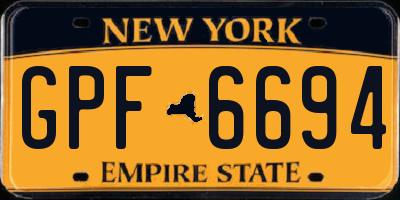 NY license plate GPF6694