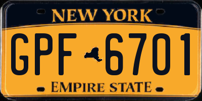 NY license plate GPF6701