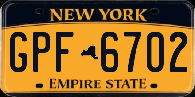 NY license plate GPF6702