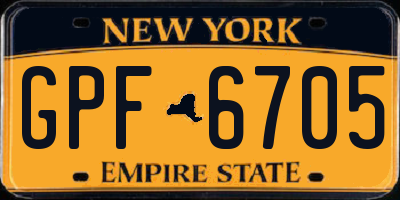 NY license plate GPF6705
