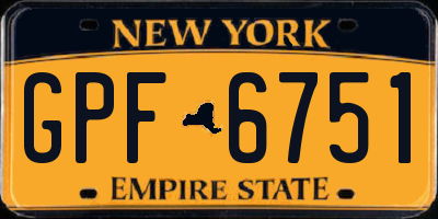 NY license plate GPF6751