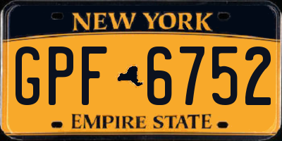 NY license plate GPF6752