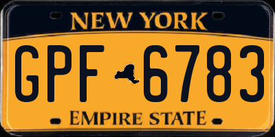 NY license plate GPF6783