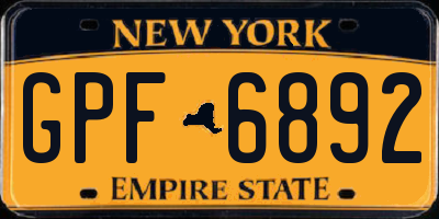 NY license plate GPF6892