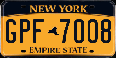 NY license plate GPF7008