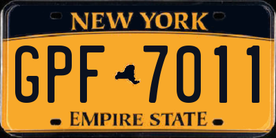 NY license plate GPF7011