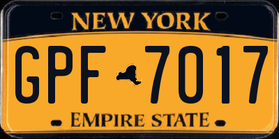 NY license plate GPF7017