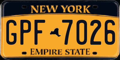 NY license plate GPF7026