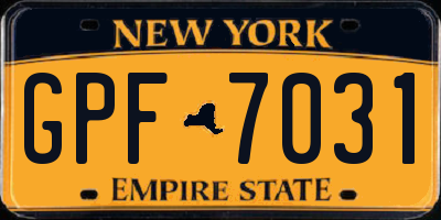 NY license plate GPF7031