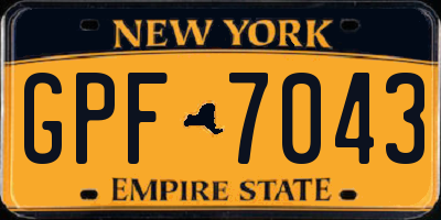NY license plate GPF7043
