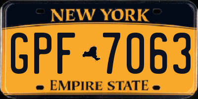 NY license plate GPF7063
