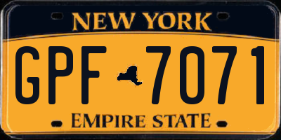 NY license plate GPF7071