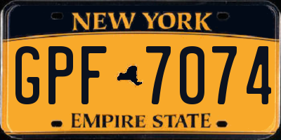 NY license plate GPF7074