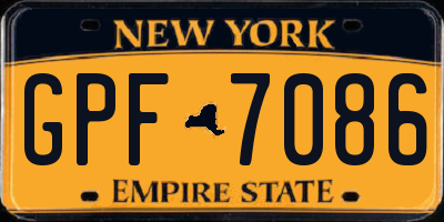 NY license plate GPF7086