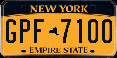 NY license plate GPF7100