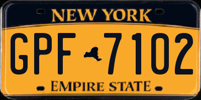 NY license plate GPF7102