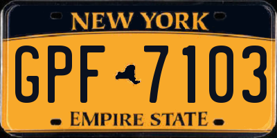 NY license plate GPF7103