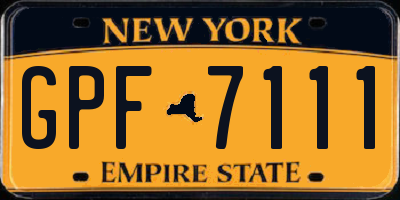 NY license plate GPF7111