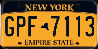 NY license plate GPF7113