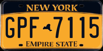 NY license plate GPF7115