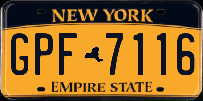 NY license plate GPF7116