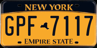 NY license plate GPF7117