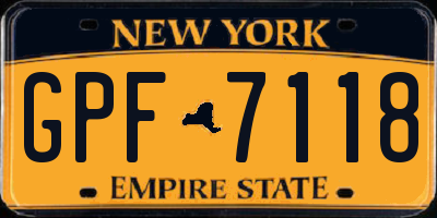 NY license plate GPF7118