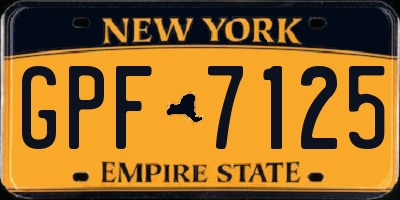 NY license plate GPF7125