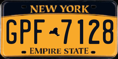 NY license plate GPF7128