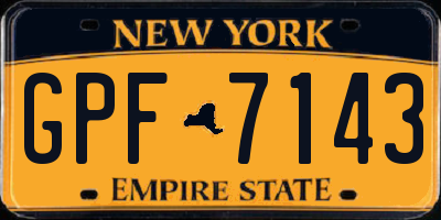 NY license plate GPF7143