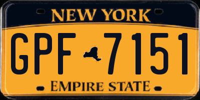 NY license plate GPF7151