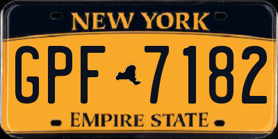 NY license plate GPF7182
