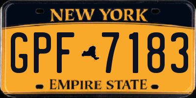 NY license plate GPF7183