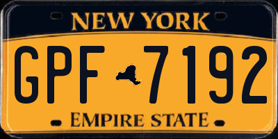 NY license plate GPF7192