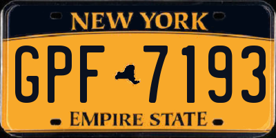 NY license plate GPF7193