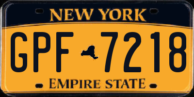 NY license plate GPF7218