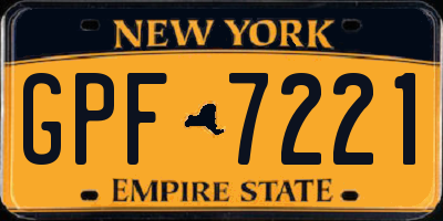 NY license plate GPF7221