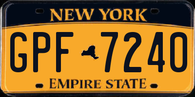 NY license plate GPF7240
