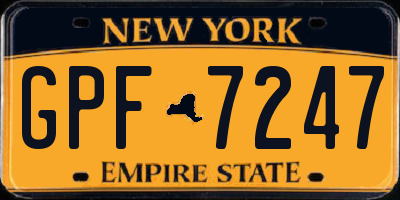 NY license plate GPF7247