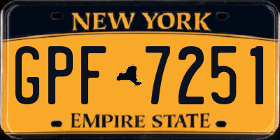NY license plate GPF7251