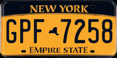 NY license plate GPF7258