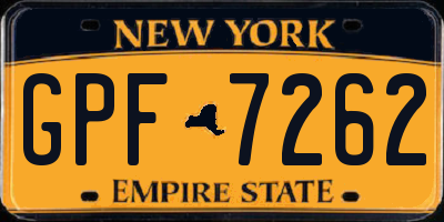 NY license plate GPF7262
