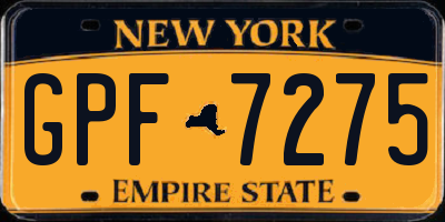 NY license plate GPF7275