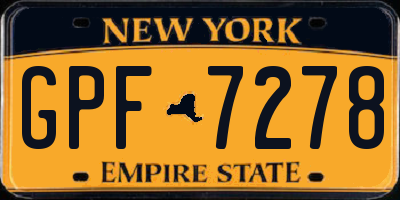 NY license plate GPF7278