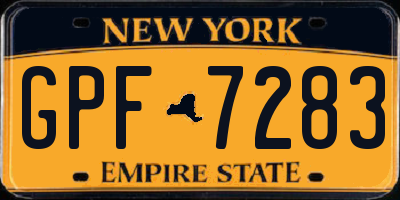 NY license plate GPF7283