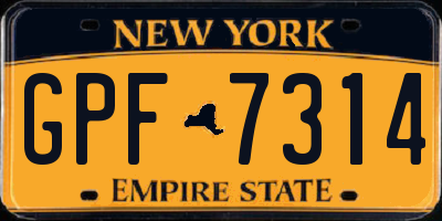 NY license plate GPF7314