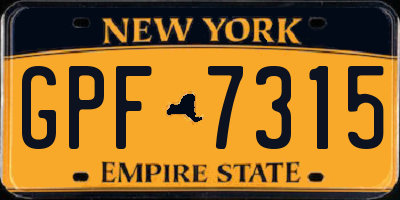 NY license plate GPF7315