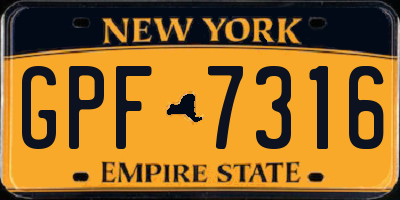 NY license plate GPF7316