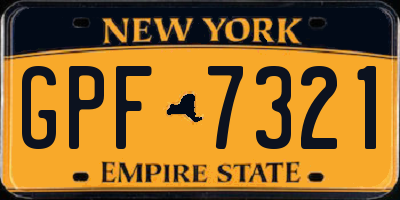 NY license plate GPF7321
