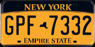 NY license plate GPF7332